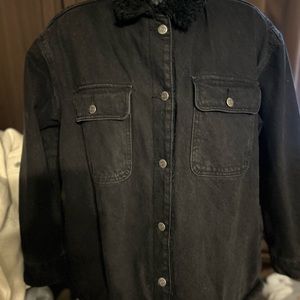 Old Navy size XL fur black fur jean jacket